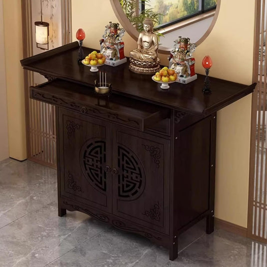 Buddha Altar Table, Altar Cabinet, Prayer Altar, Personal Shrine Stand, Altar Table with Storage, Bamboo Prayer Meditation Table (47.2×15.75×39.4In)