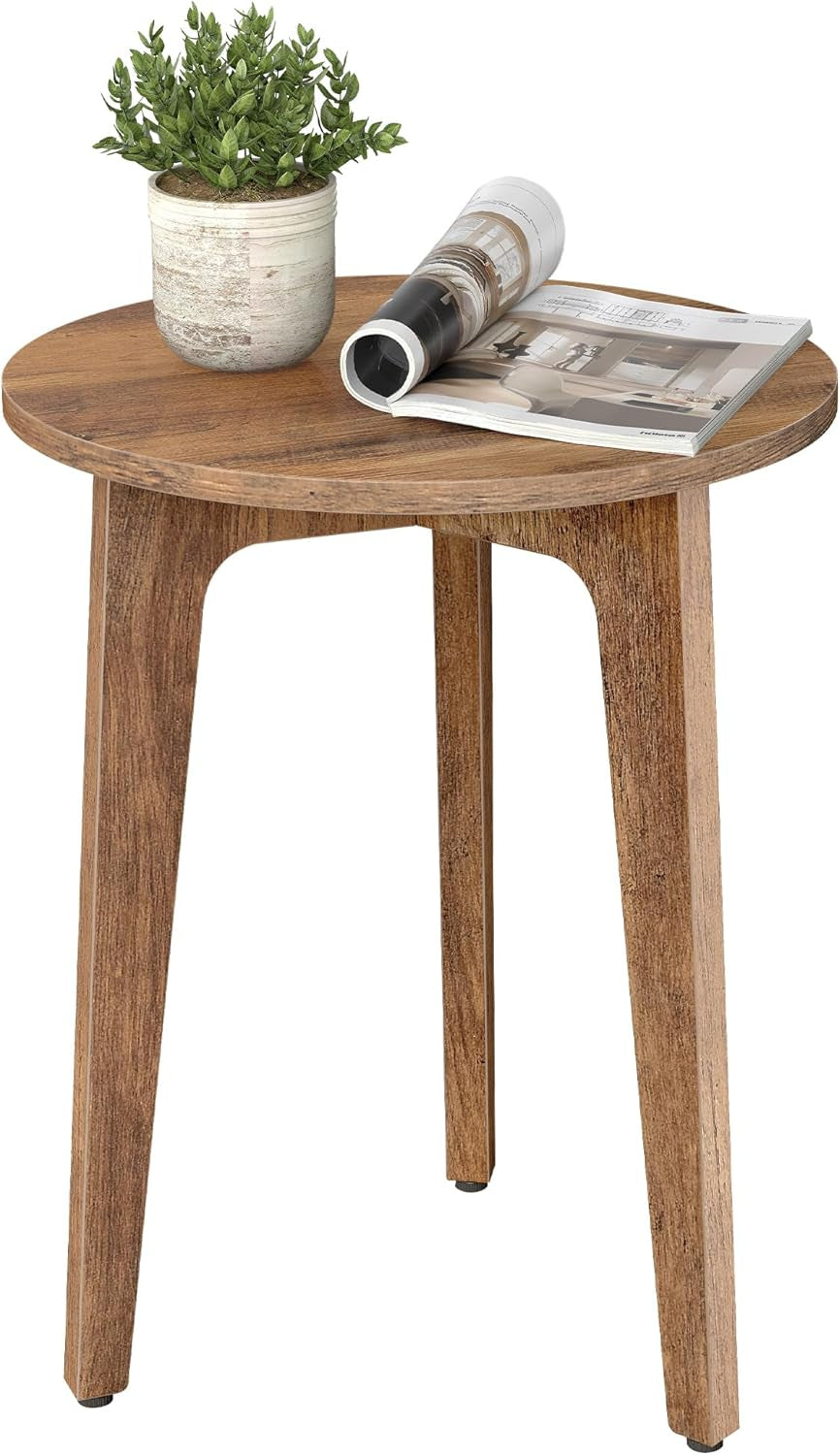 MAEZO Collection - Small Side Table, round End Table, Nightstand with Tapered Legs, Curved Transitions, for Small Spaces, Living Room, Bedroom, Honey Brown ULET237KB01S