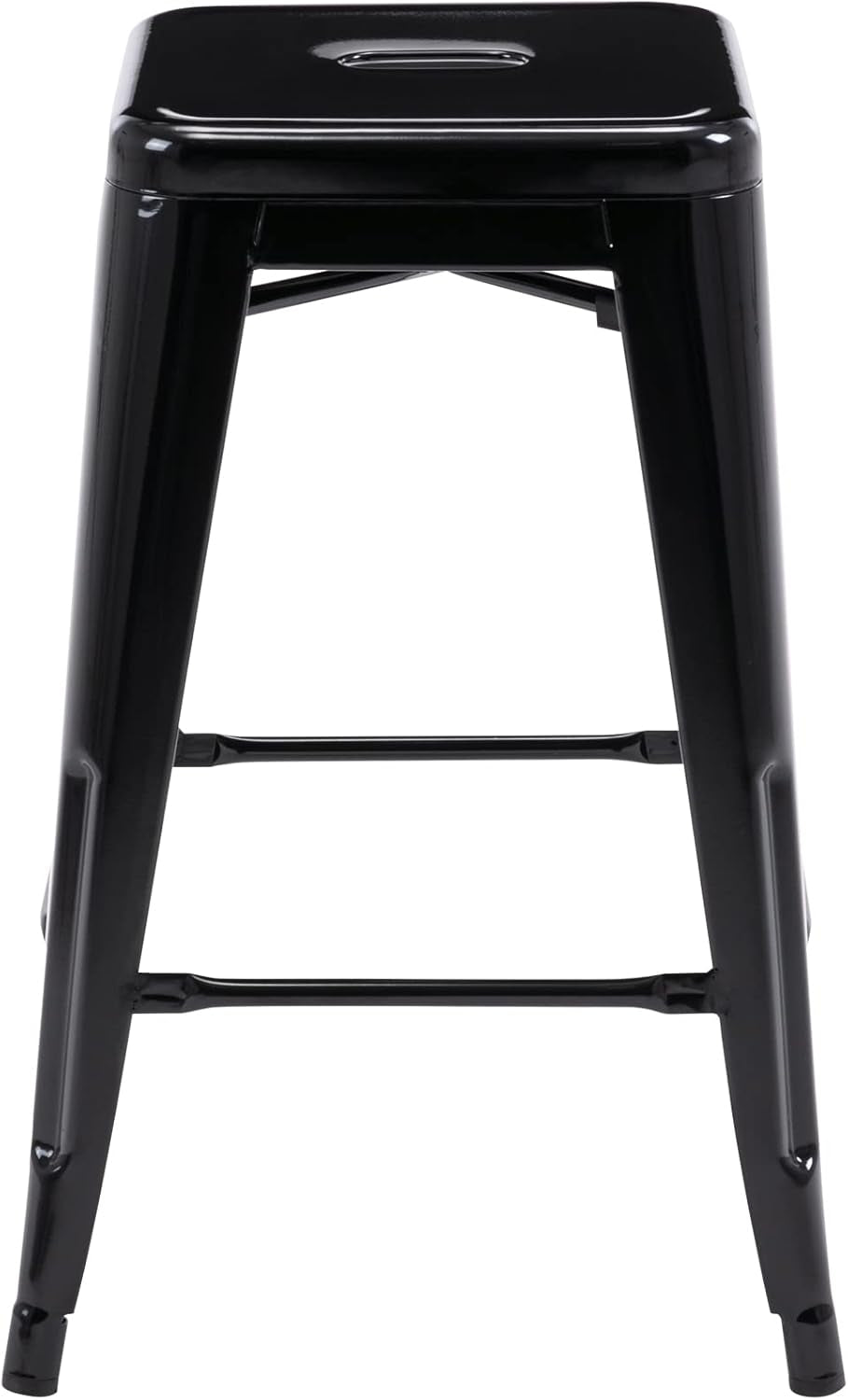 24" Bar Stools Black Backless Metal Barstools Indoor-Outdoor Counter Height Stools with Square Seat, Set of 2 - VF1571001