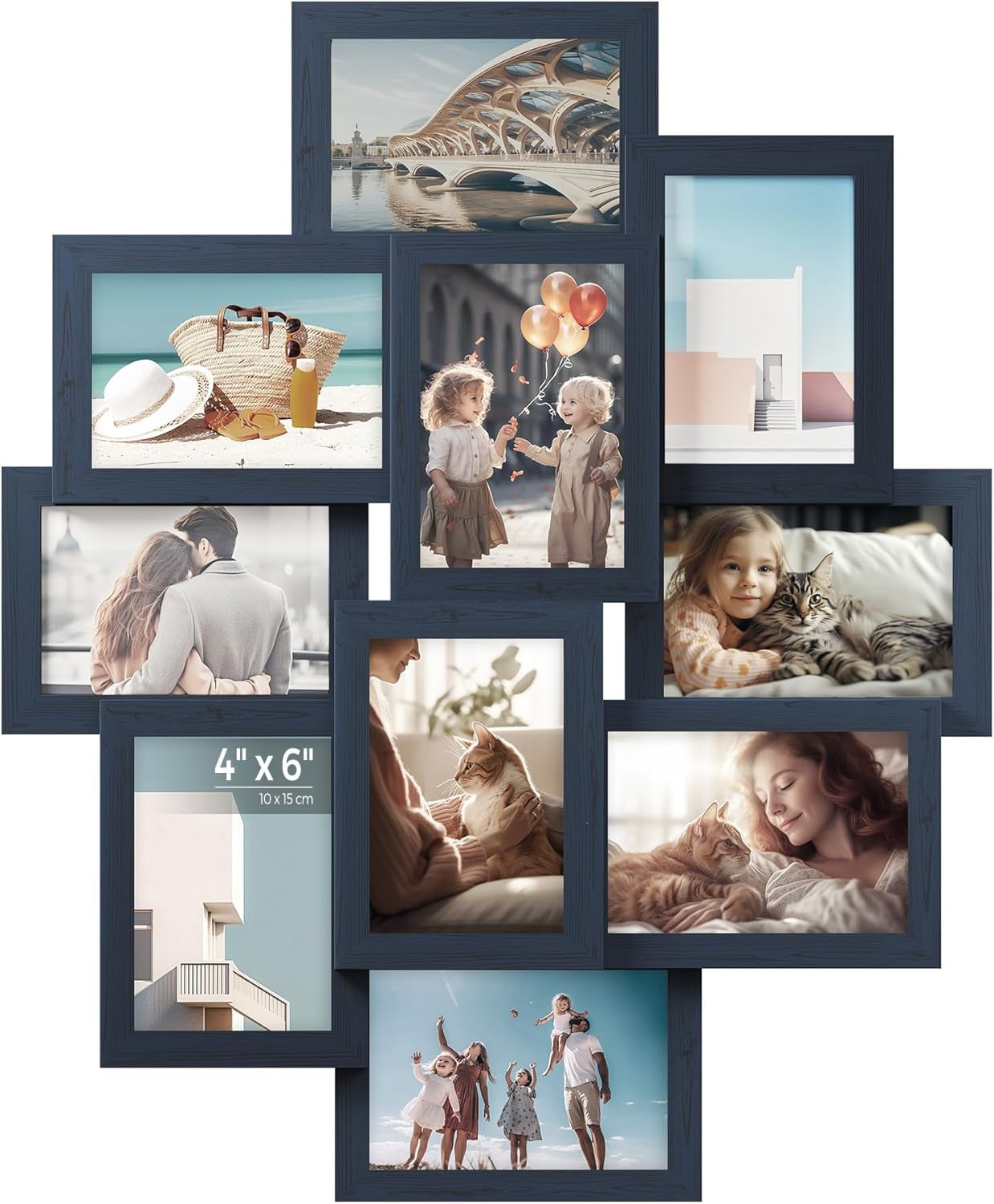 4X6 Collage Picture Frames for Wall Decor, 10 Pack Family Photo Collage Frame Set for Gallery, Glass Front, Assembly Required, Ink Black URPF20BK