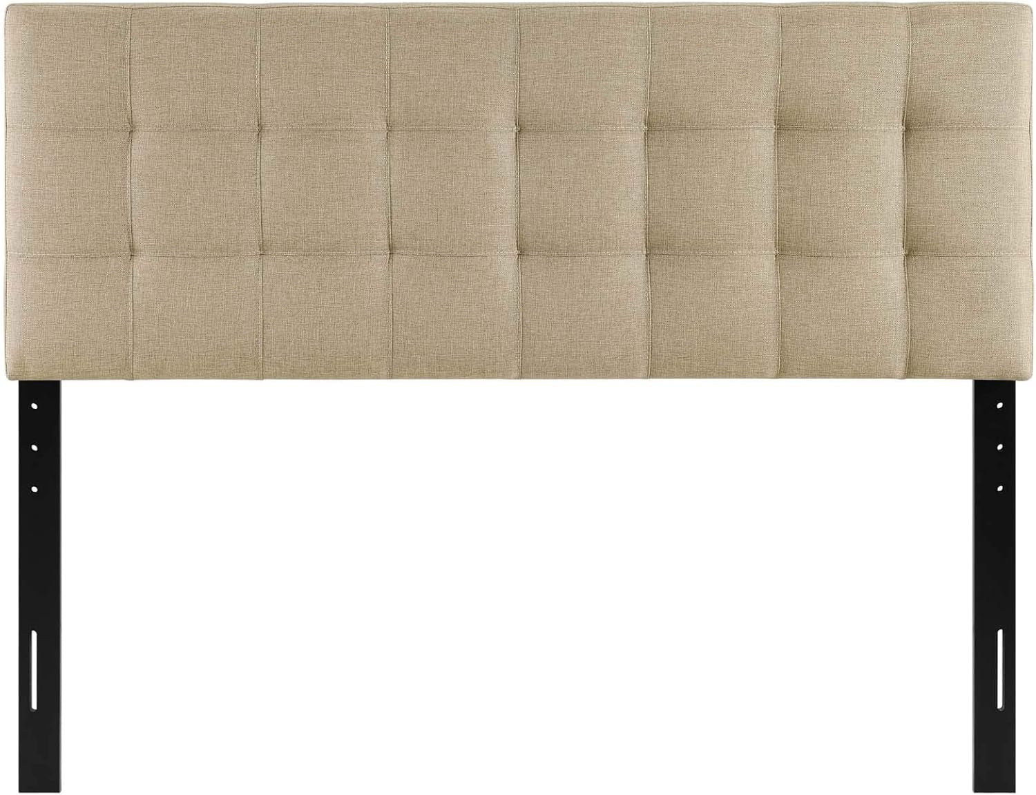 Lily Tufted Linen Fabric Upholstered Queen Headboard in Beige