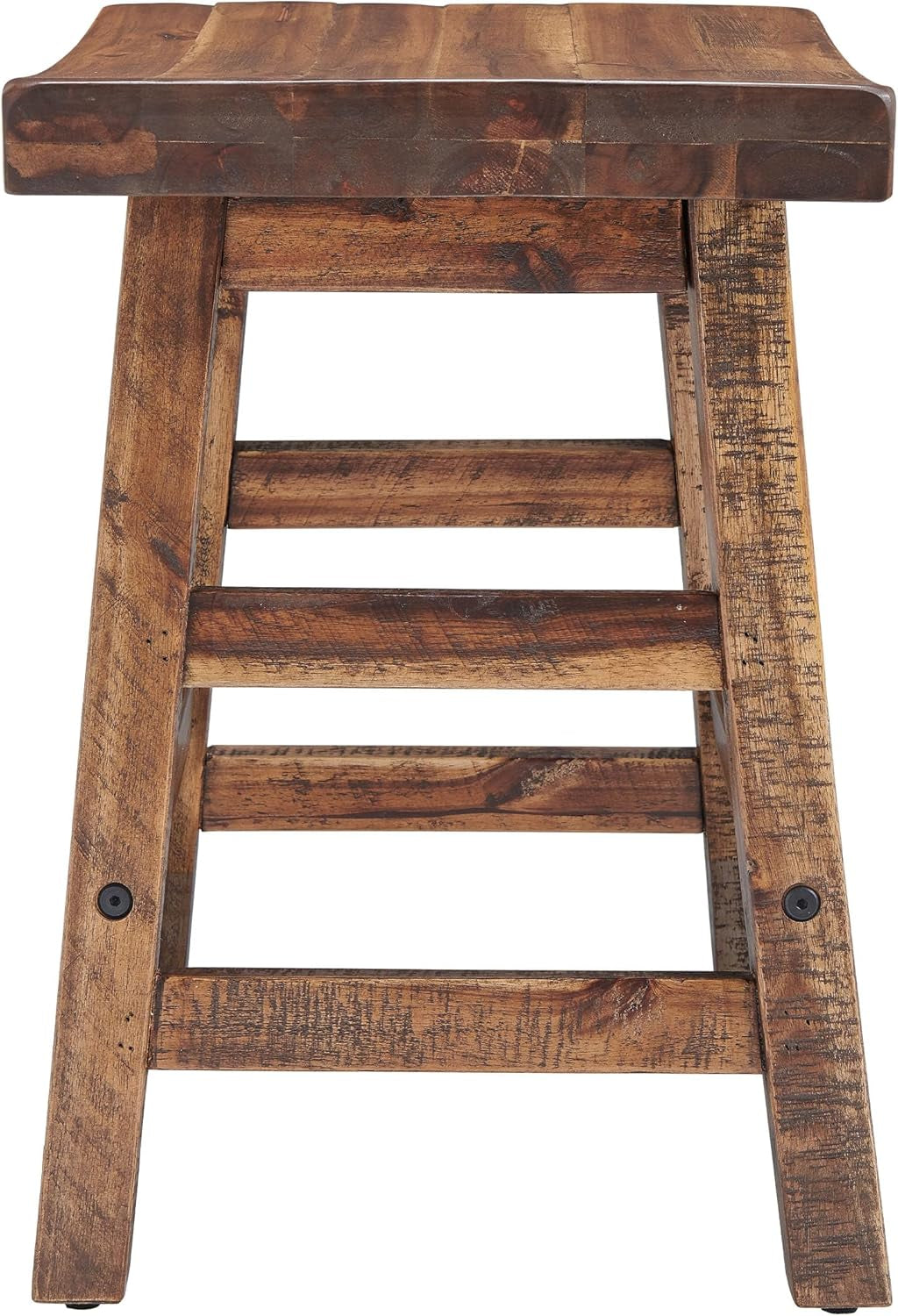 Durango 20-Inch Tall Industrial Wood Dining Stool - Table or Extra Seat - Unique Rustic Industrial Style and Comfort - Farmhouse, Solid Wood Furniture