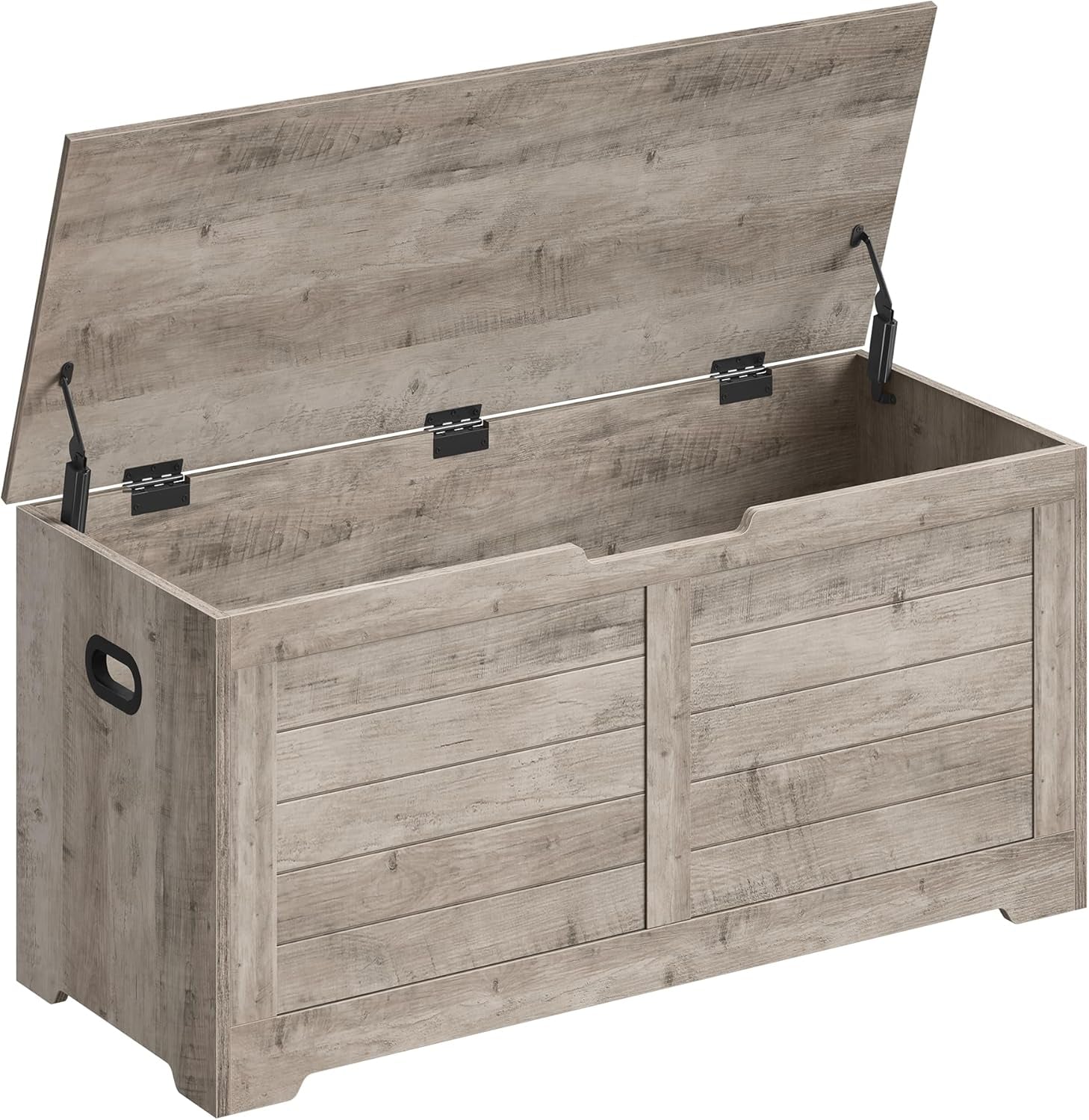 Storage Chest, Storage Bench with 2 Safety Hinges, Farmhouse Style, 15.7 X 39.4 X 18.1 Inches, for Entryway, Bedroom, Living Room, Heather Greige ULSB061K02