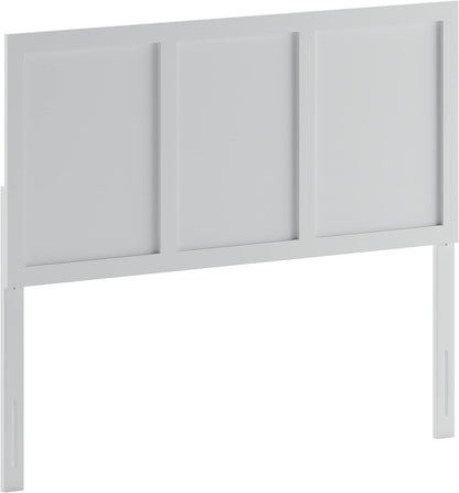 Omar Full Size Wooden Headboard Only, Three Panel Headboard in White