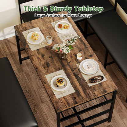 Kitchen Breakfast Nook Table Set with Soft Seat, Corner Dining Table Set for 4-6 People, Dining Room Sets for 4, Space Saving Kitchen Booth Seating with Table for Small Space, Coffee Brown