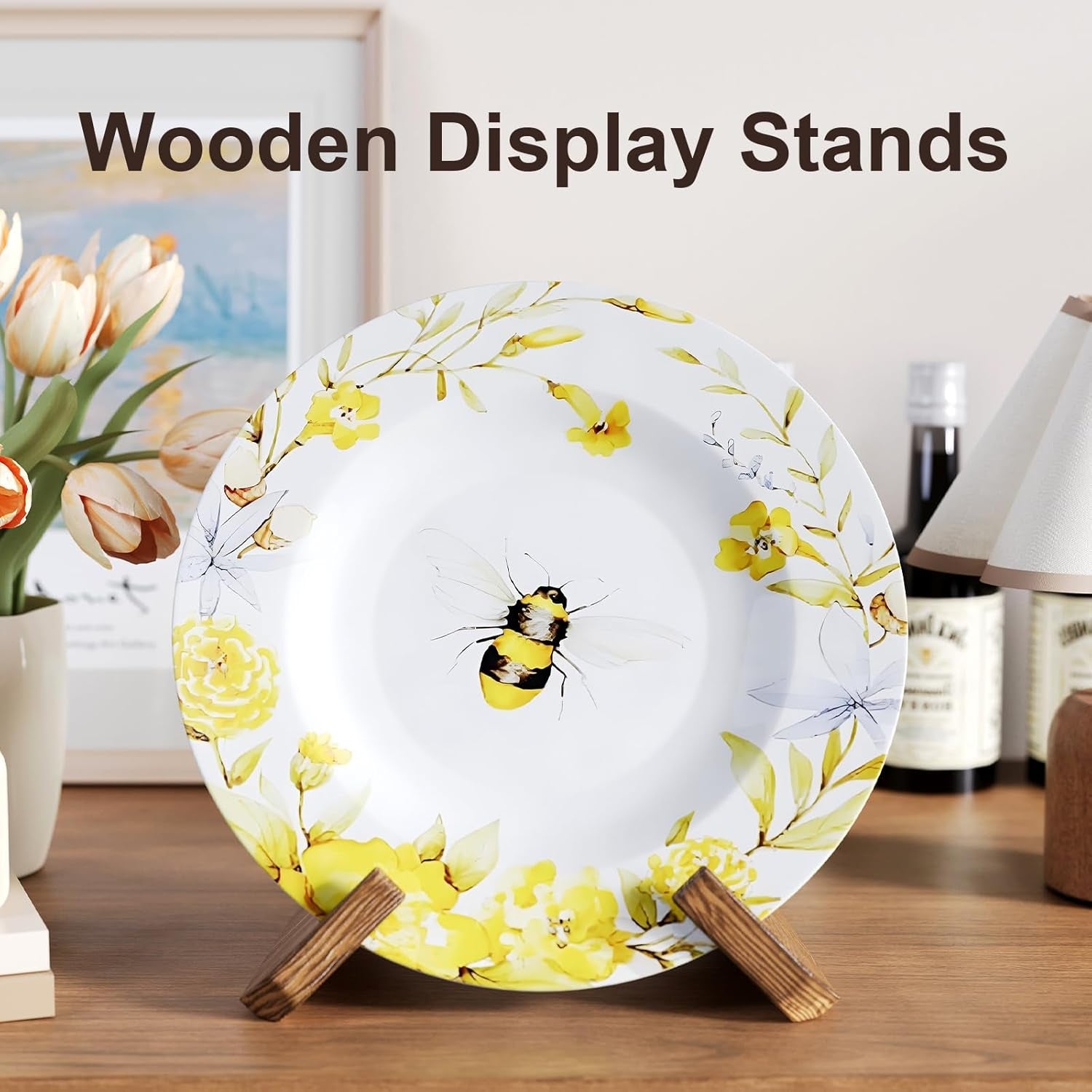 Now Playing Vinyl Record Stand, Single Wood Vinyl Record Display, 1 Second Assemble Now Spinning Stands, LP Player Accessories, Wooden Album Stand, Plate Holders for Displaying, Gifts for Record Lover