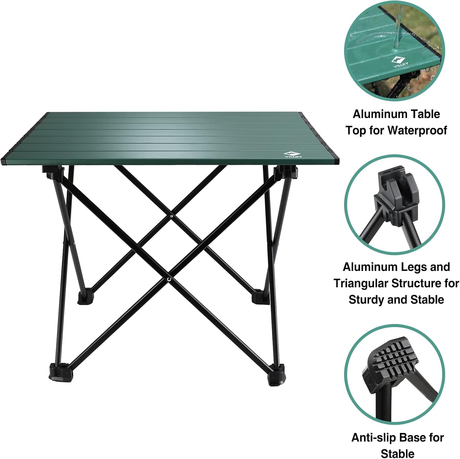 Portable Camping Side Table, Ultralight Aluminum Folding Beach Table with Carry Bag for Outdoor Cooking, Picnic, Camp, Boat, Travel