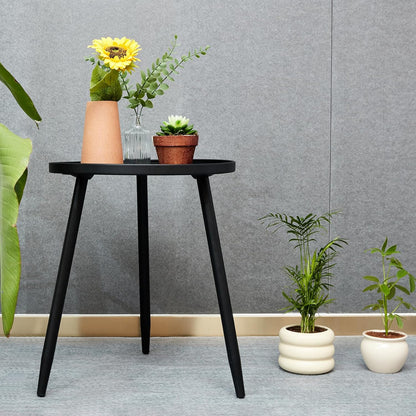 Decent End/Side Tables - Small round Accent Table, Metal Black Narrow Night Stands with 3 Legs, Ideal for Any Room-Side Tables Living Room, Bedroom, Tall Plant Stand Balcony, Indoor & Outdoor