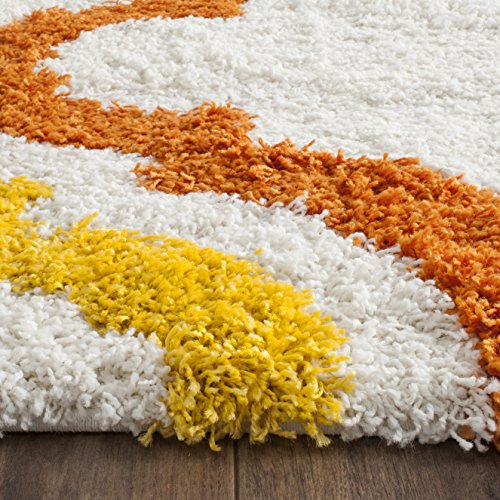 SAFAVIEH Kids Shag Collection Accent Rug - 4' x 6', Ivory & Multi, Rainbow Design, Non-Shedding & Easy Care, 2-inch Thick Ideal for High Traffic Areas in Entryway, Living Room, Bedroom (SGK561A)