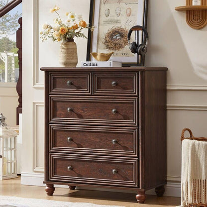 Farmhouse 5 Drawer Dresser for Bedroom, 35.5" Small Dressers