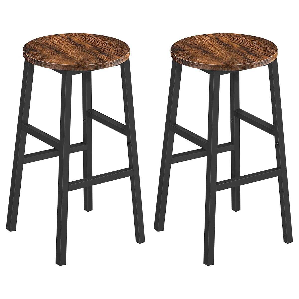 Bar Stools, Set of 2 Round Bar Chairs with Footrest
