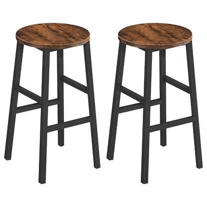 Bar Stools, Set of 2 Round Bar Chairs with Footrest