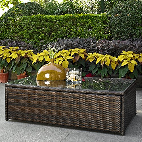 All weather wicker patio set with UV resistant cushions