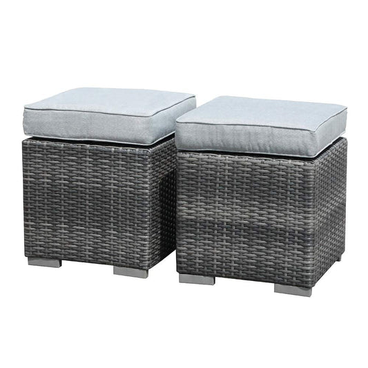 2 Pieces Assembled Outdoor Patio Ottoman