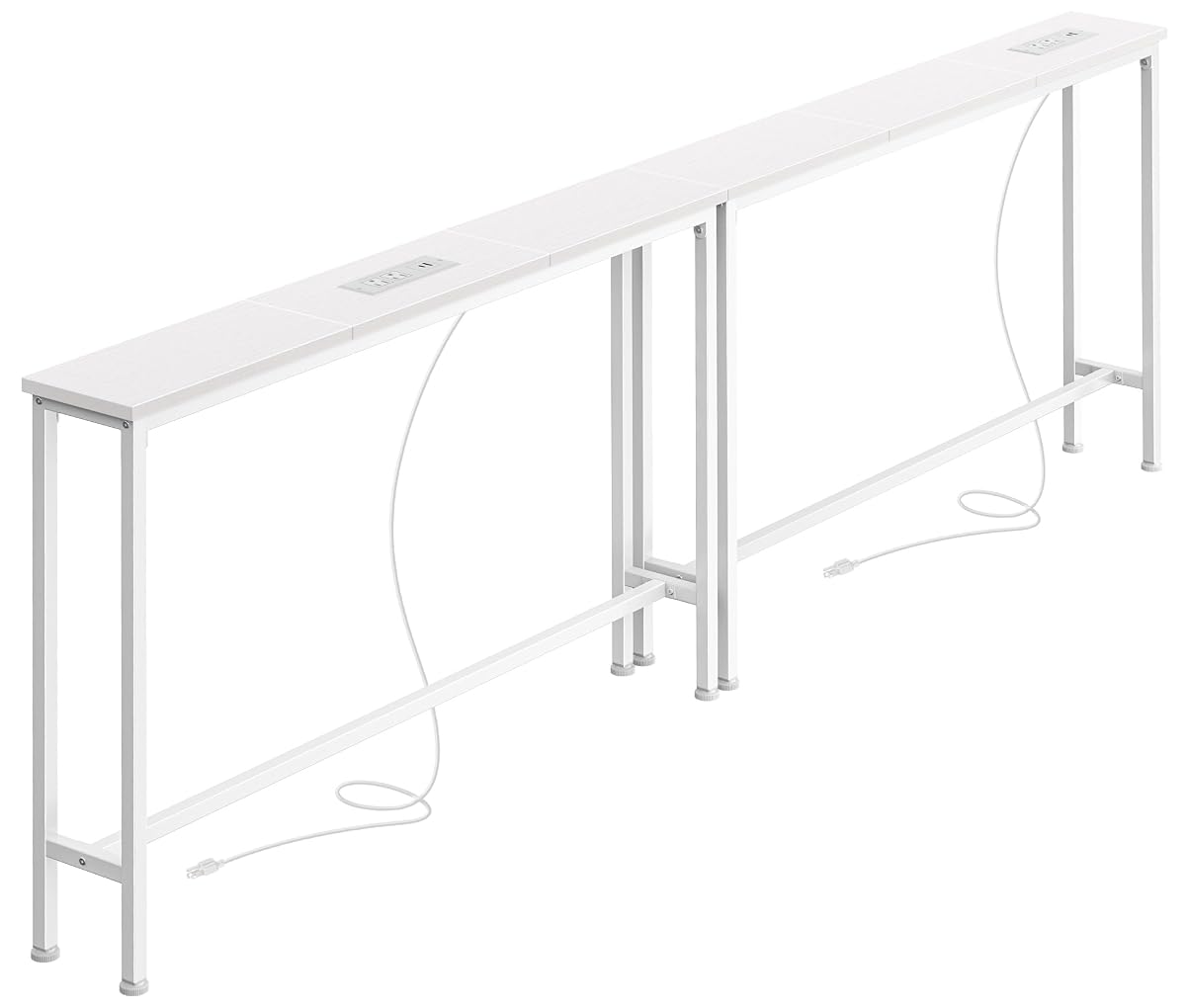 5.7 Inch Narrow Console Table with Outlet, Sofa Tables, Total Length 78.8'', Behind Couch Table, Long Entryway Tables with Charging Station, for Living Room, White