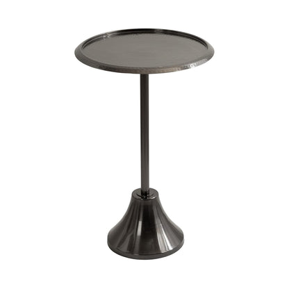 Sanzo Modern Pedestal Side Table, 15 x 15 x 24, Gray Gunmetal, Decorative End Table with Hammered Tabletop for Use as a Bedroom Nightstand or Living Room Accent Table