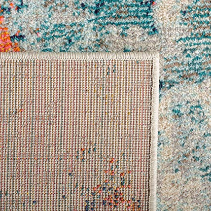 SAFAVIEH Madison Collection Area Rug - 3' Square, Cream & Orange, Modern Abstract Design, Non-Shedding & Easy Care, Ideal for High Traffic Areas in Living Room, Bedroom (MAD478B)