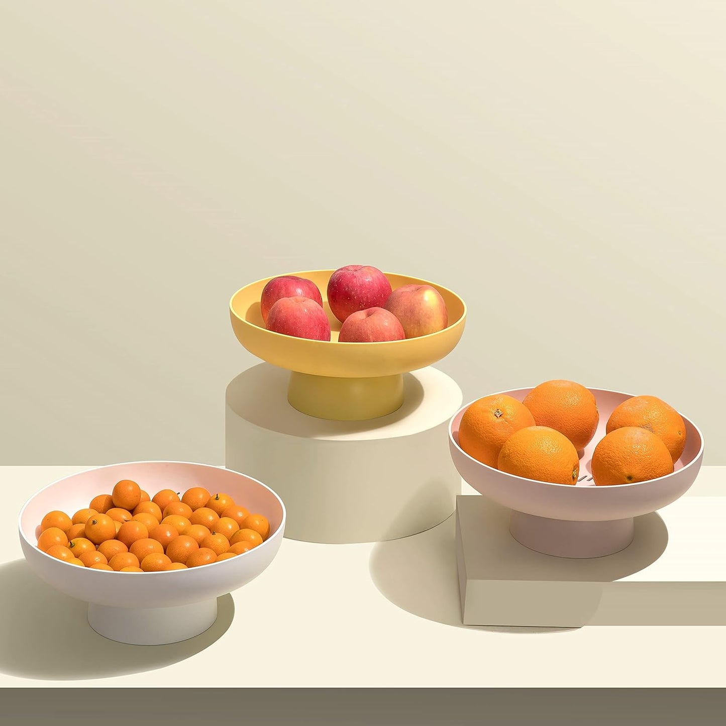 Fruit Bowl Fruit Basket for Kitchen Countertop Kitchen Storage Baskets Stand Organization, Decor Centerpiece for Kitchen Counter or Dining Room Tables, White