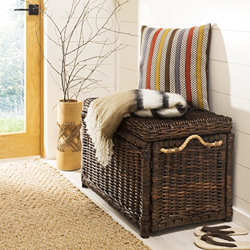 HPM9003A Jacob 30" Wicker Storage Trunk, Collapsible for flat storage, Rattan-Sarang Buaya, Coastal for Office, Dorm Room-LivingRoom, Bedroom, Dining Room, Brown