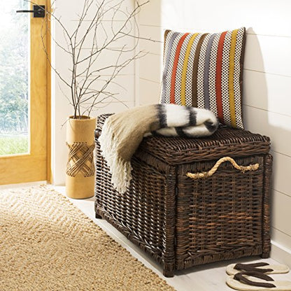 HPM9003A Jacob 30" Wicker Storage Trunk, Collapsible for flat storage, Rattan-Sarang Buaya, Coastal for Office, Dorm Room-LivingRoom, Bedroom, Dining Room, Brown