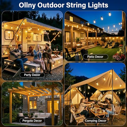 Outdoor String Lights 155FT, Shatterproof Connectable Patio Lights with 60 ST38 Edison LED Bulbs, 2200K Warm White Waterproof String Lights for Outside Backyard, Gazebo, Porch, Balcony, Bistro