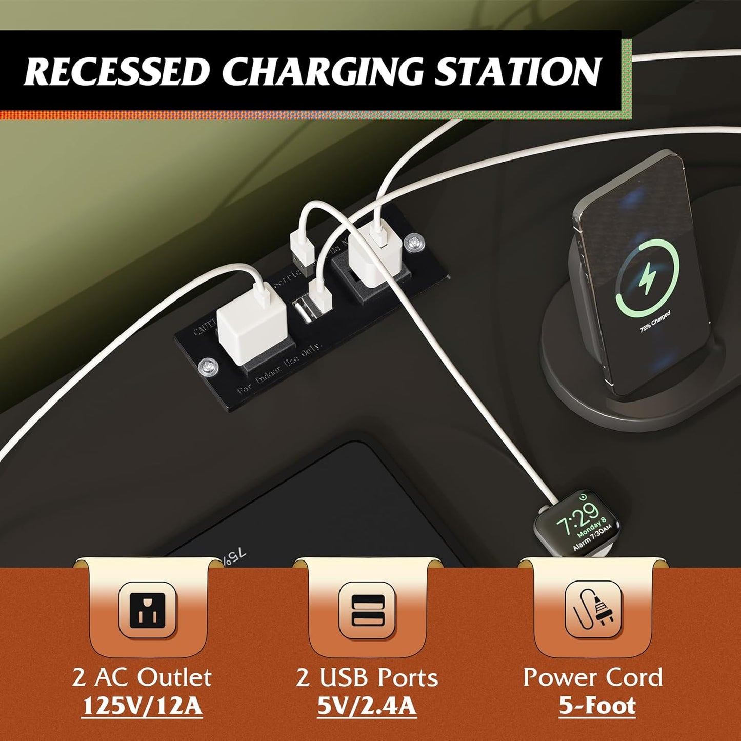 Black Dresser TV Stand for 45, 50, 55 Inch TV, Entertainment Center with LED Lights & Charging Station, Chest of Drawers with 8 Fabric Drawers and Open Shelves for Living Room, Hallway, Wood Top