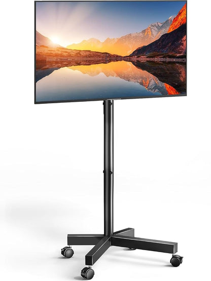 Rolling TV Stand for 23–62 Inch TVs, Outdoor Mobile TV Cart Holds up to 99 lbs, Portable TV Stand on Wheels for Bedroom and Living Room, Max VESA 400x400mm, PSTVMC04B-B