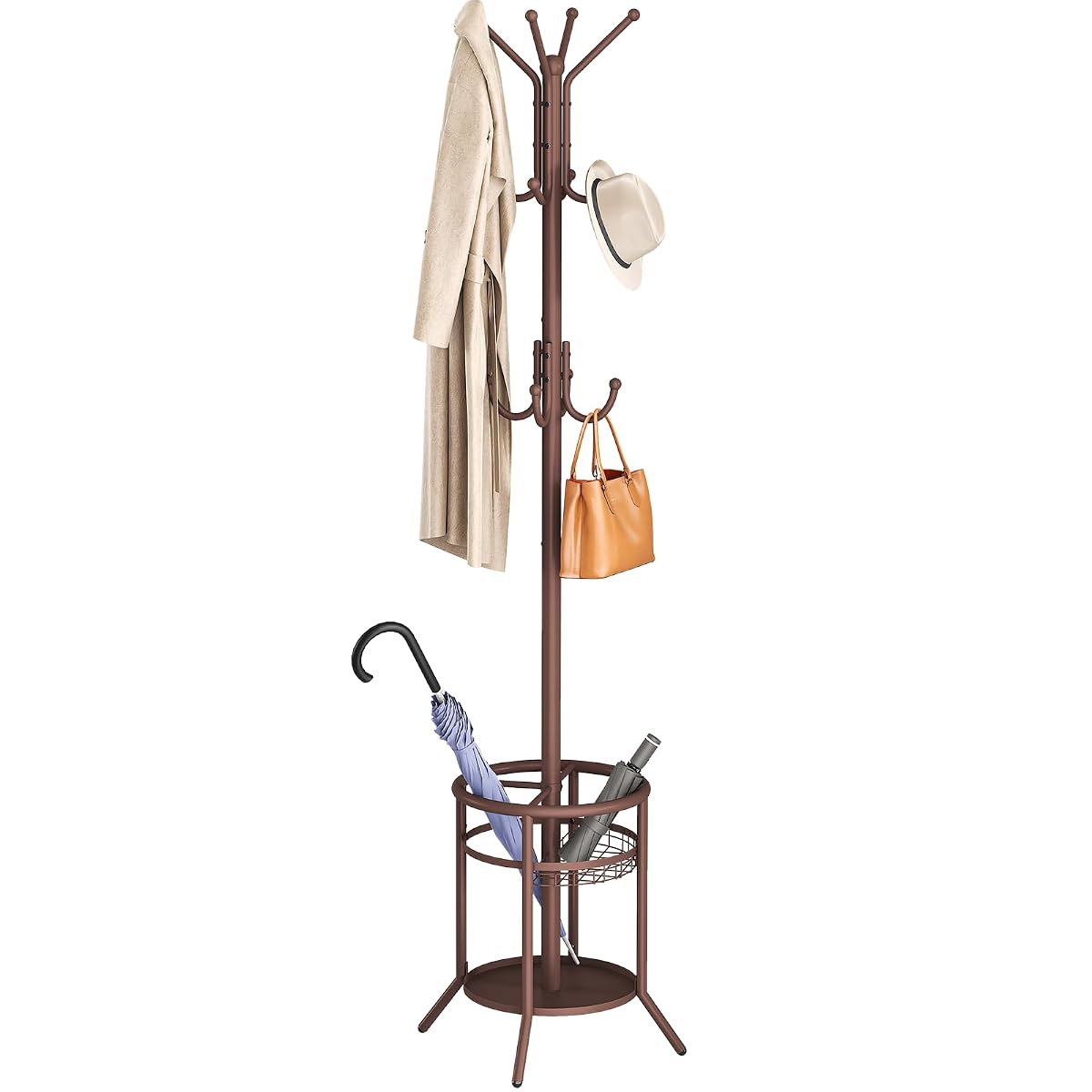 Coat Rack Freestanding, Metal Coat Rack with Umbrella Holder