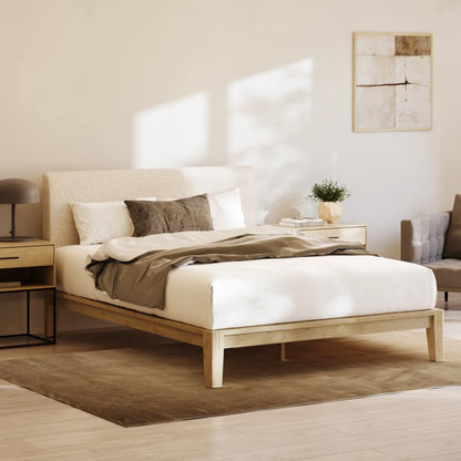 Nectar Bamboo Platform Bed Frame & Upholstered Headboard, Queen, Natural/Linen