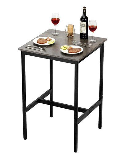 Bar Table, Sturdy Metal Frame High Top Pub Table, Small Kitchen Dining, Cocktail Coffee Counter Bar Height Desk, Easy to Assemble, 24x24x36 in, for Living Room Party, Rustic Brown and Black