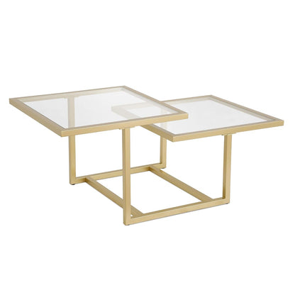 43" Wide Square Coffee Table in Brass, Modern coffee tables for living room, studio apartment essentials
