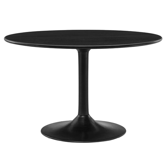Lippa 48Inch Round Dining Table Solid Wood Black Finish Modern Kitchen Room Entertaining Home Furniture Quality Stylish Elegant Durable Refined Versatile Contemporary