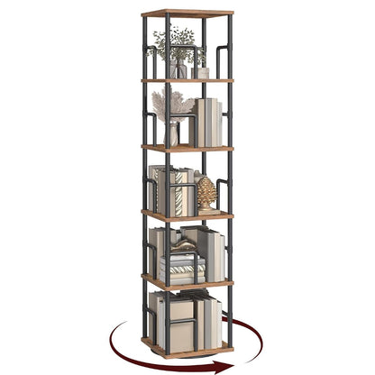 5-Tier Rotating Bookshelf, Freestanding Corner Bookshelf, 360° Spinning Bookcase