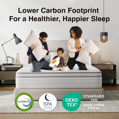 10 Inch Queen Size Mattress in a Box, Hypoallergenic & Back Pain Relief, Hybrid Queen Mattresses with Smarts Coils, Fiberglass Free Certipur-Us Certified Colchones No Box Spring Needed