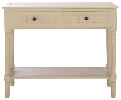 SAFAVIEH Furniture - Samantha 2-Drawer Console Table - Sand - Solid Wood - Classic Storage Design - Ideal for Entryway, Living Room, Hallway, 35.8" W x 13.8" D x 29.5" H (AMH5710J)