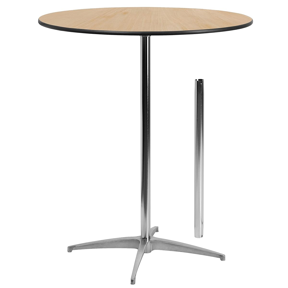 Lars 36'' Round Wood Cocktail Table with 30'' and 42'' Columns, Wood Bar Height Table for Commercial or Residential Use, Natural