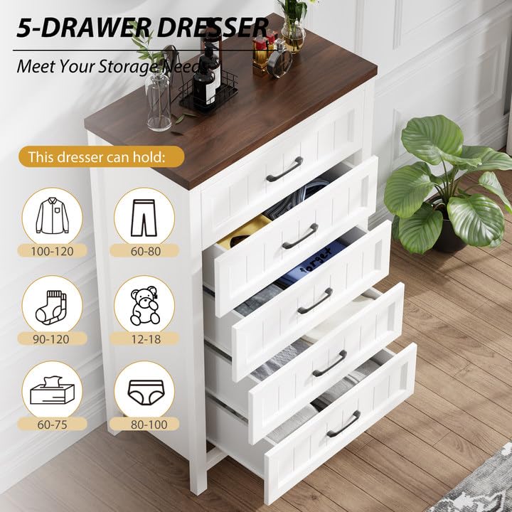 5 Drawer Dresser for Bedroom, view 4