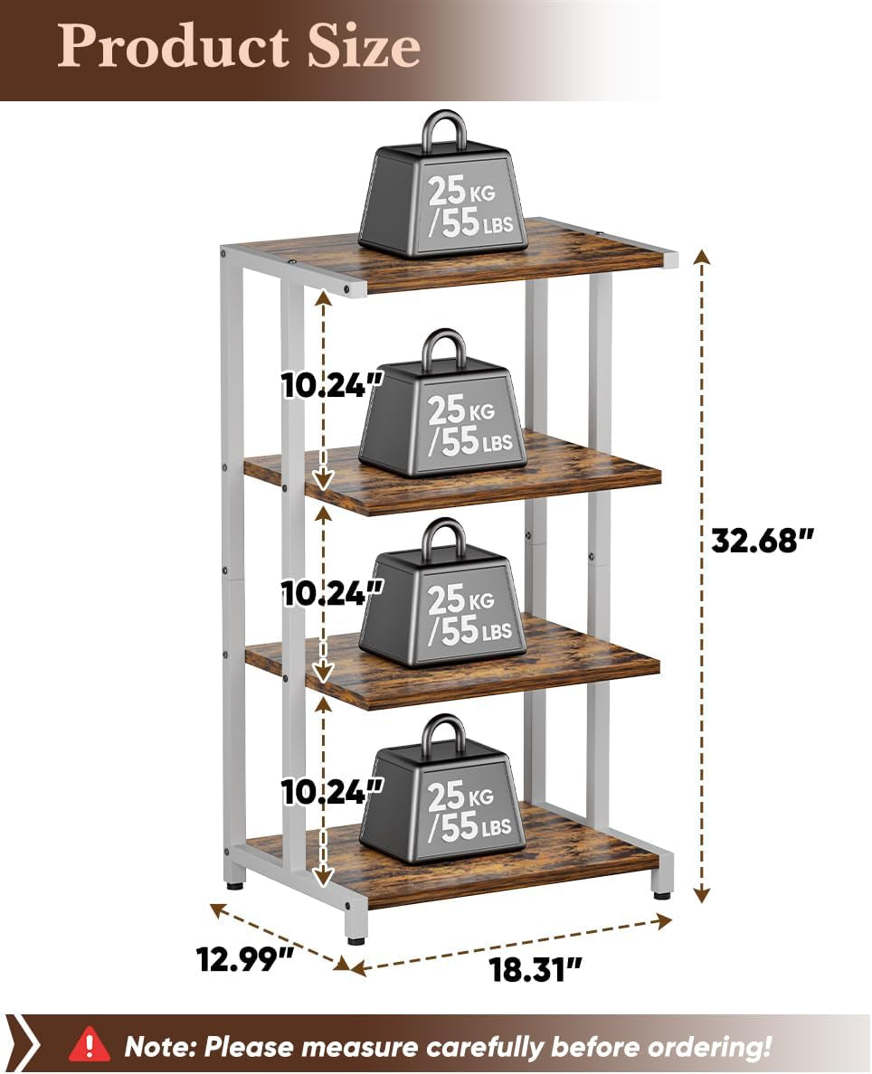 4-Tier Media Storage Stand, Audio Media Rack for Living Room, Gaming Room, Music Studio, Wooden Game Console Shelf for TV Accessories/Audiovisual Equipment/Optical Disc/Ps4, White