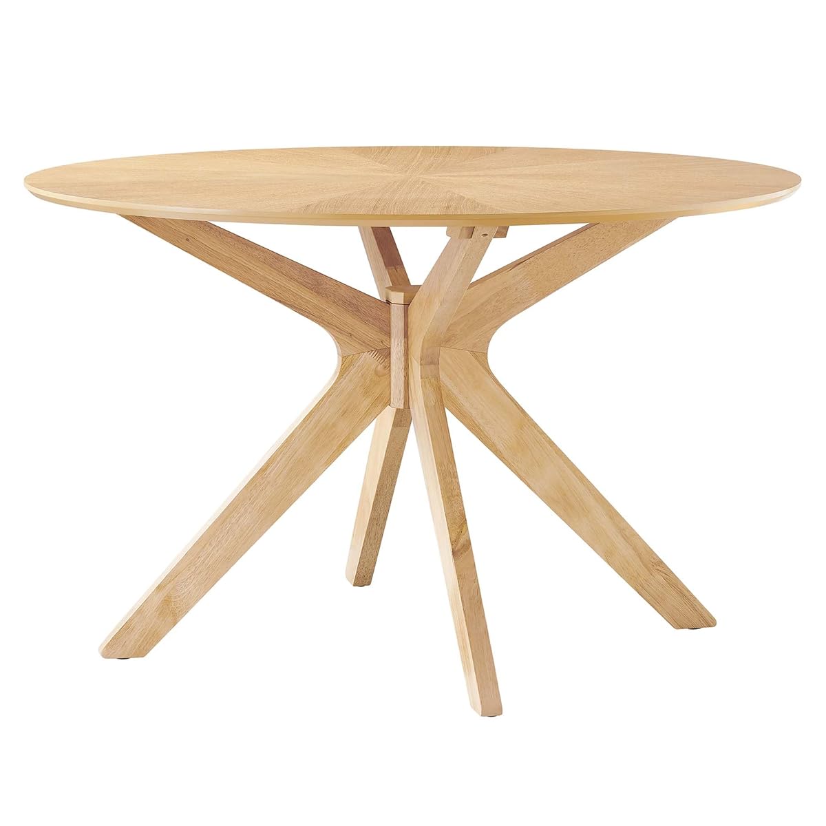 Crossroads 47Inch Round Dining Table Solid Wood Oak Finish Modern Kitchen Room Entertaining Home Furniture Quality Stylish Elegant Durable Refined Versatile