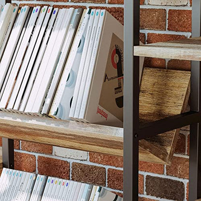 Bookshelf, Bookshelves and Bookcases, Triple Wide 5 Tiers Book Shelf with Baffles, Industrial Bookshelf with Metal Frame for Living Room, Home Office