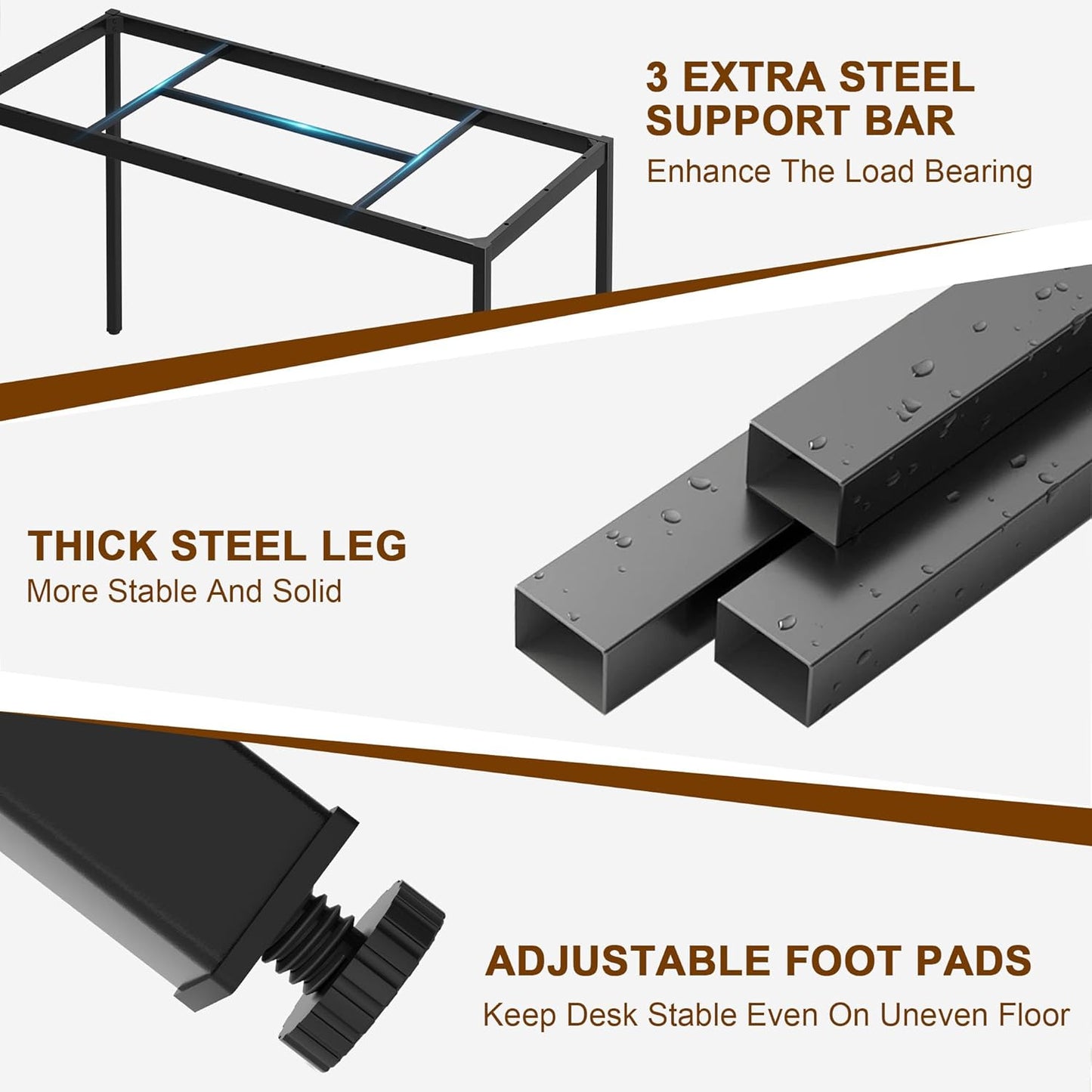 Large Computer Desk, 70.8 Inch Study Student Writing Desk, Simple Style PC Workstation with Black Metal Frame for Home Bedroom, Black