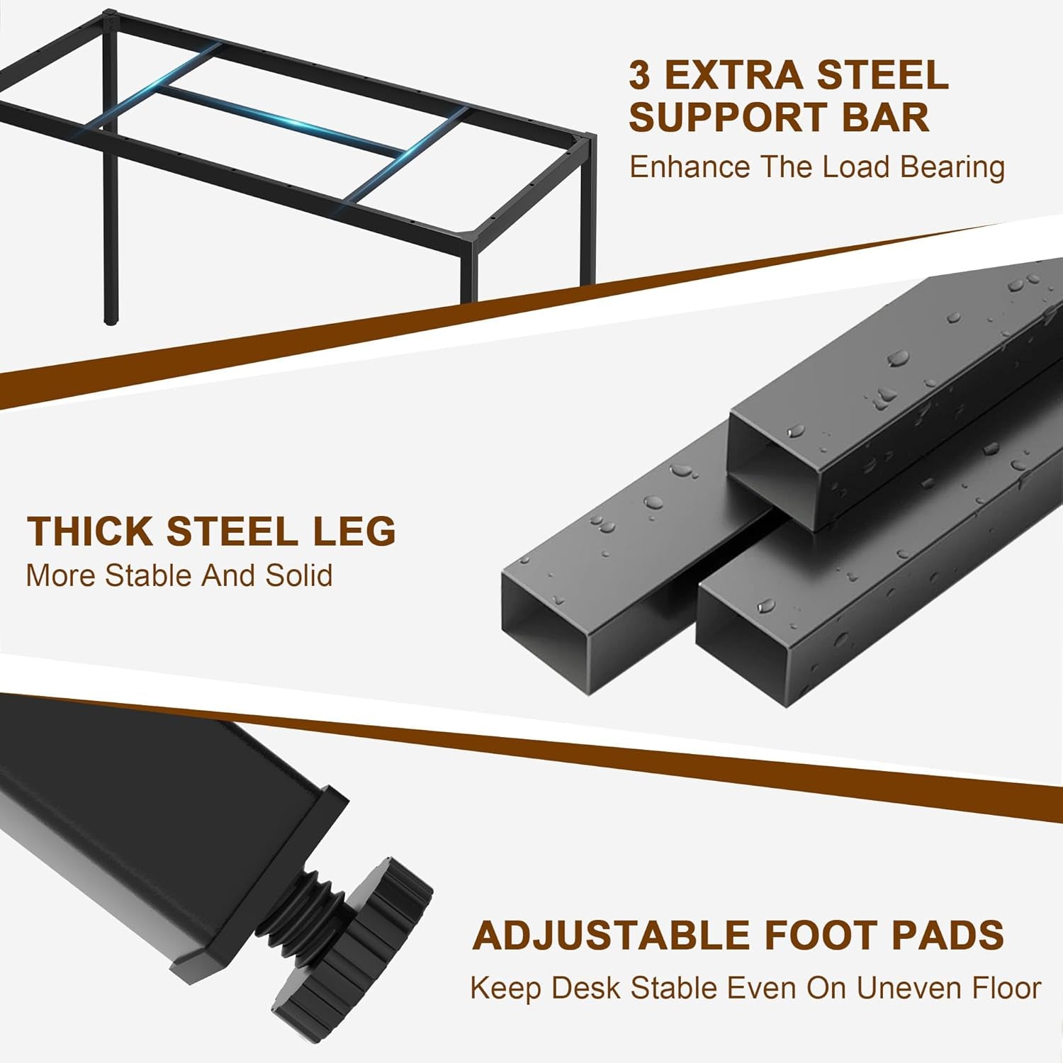 Large Computer Desk, 70.8 Inch Study Student Writing Desk, Simple Style PC Workstation with Black Metal Frame for Home Bedroom, Black