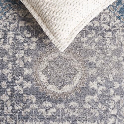 SAFAVIEH Sofia Collection Area Rug - 5'1" x 7'7", Light Grey & Blue, Vintage Oriental Distressed Design, Non-Shedding & Easy Care, Ideal for High Traffic Areas in Living Room, Bedroom (SOF365A)