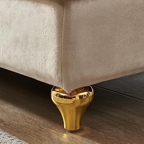 Modern Upholstery Chaise Lounge Chair with Storage Velvet (Beige), view 9