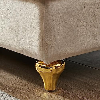 Modern Upholstery Chaise Lounge Chair with Storage Velvet (Beige), view 9