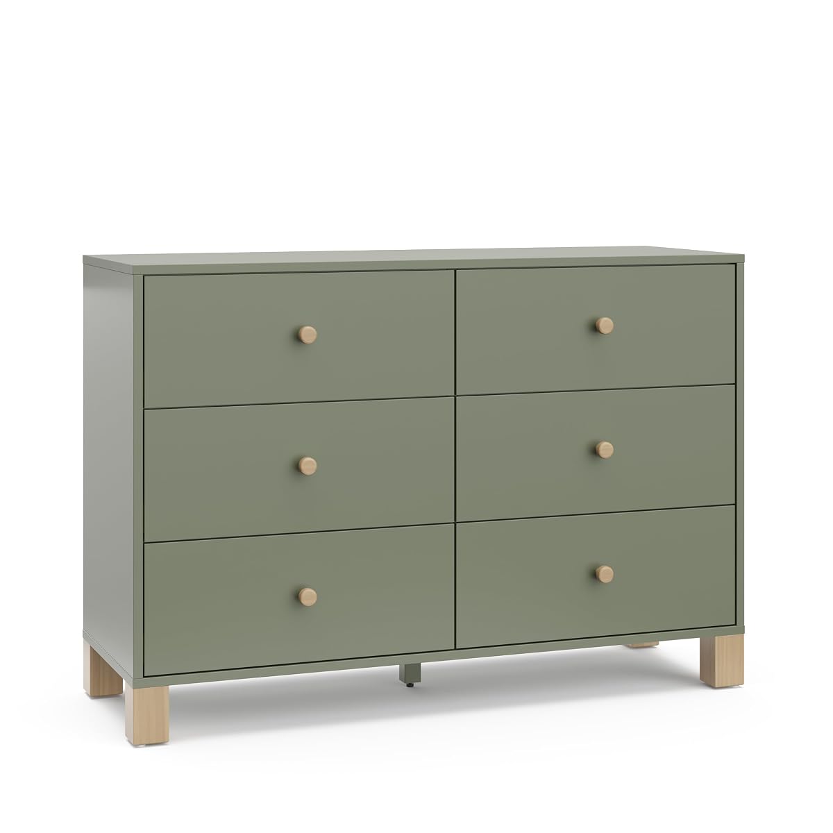California 6-Drawer Double Dresser, Olive with Driftwood