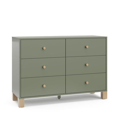 California 6-Drawer Double Dresser, Olive with Driftwood