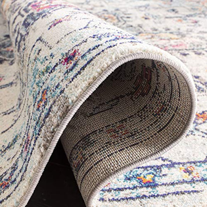 SAFAVIEH Area Rug 8x10 - Madison Collection - Large - Cream & Blue, Boho Chic Distressed Medallion Design, Non-Shedding & Easy to Clean, Ideal for Living Room, Bedroom, Dining Space (MAD473B)