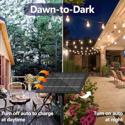 60FT Solar String Lights Outdoor Weatherproof with Remote, Solar Powered LED Edison Bulb 15 Sockets Outdoor String Lights for Outside Patio Backyard Fence Halloween Christmas Decorations