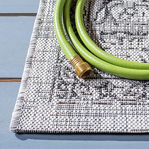 SAFAVIEH Courtyard Collection 2' x 3'7" Grey/Black CY8680 Indoor/ Outside Waterproof Easy cleansingPatio Backyard Mudroom Accent Mat